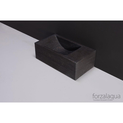 Forzalaqua Venetia Xs Lavabo wc 29x16x10cm rectangulaire sans trou pour robinetterie droite pierre de taille adouci bleu gris SW30375